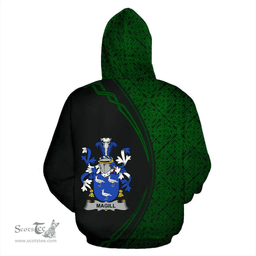 Irish Magill Coat of Arms Irish Family Crest Hoodie Black Green Circle Style Hoodie