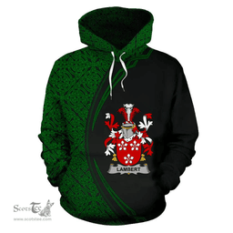 Irish Lambert Coat of Arms Irish Family Crest Hoodie Black Green Circle Style Hoodie