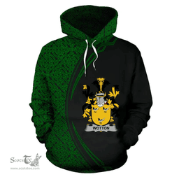 Irish Wotton Coat of Arms Irish Family Crest Hoodie Black Green Circle Style Hoodie