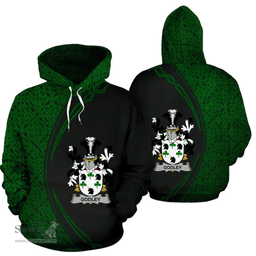 Irish Godley Coat of Arms Irish Family Crest Hoodie Black Green Circle Style Hoodie