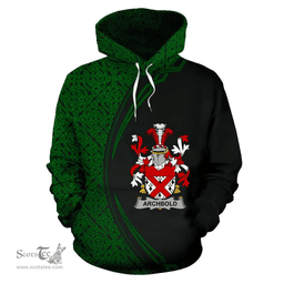 Irish Archbold Coat of Arms Irish Family Crest Hoodie Black Green Circle Style Hoodie