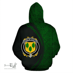 Irish House of O'CLERY Coat of Arms Irish Family Crest Hoodie Black Green Circle Style Hoodie