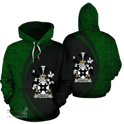 Irish Conolly or O'Conolly Coat of Arms Irish Family Crest Hoodie Black Green Circle Style Hoodie
