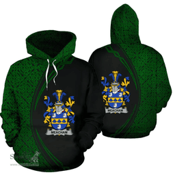 Irish Meacham Coat of Arms Irish Family Crest Hoodie Black Green Circle Style Hoodie