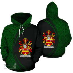 Irish Willoughby Coat of Arms Irish Family Crest Hoodie Black Green Circle Style Hoodie