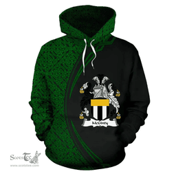 Irish McGinty Coat of Arms Irish Family Crest Hoodie Black Green Circle Style Hoodie