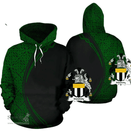 Irish McGinty Coat of Arms Irish Family Crest Hoodie Black Green Circle Style Hoodie