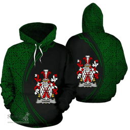 Irish Harne Coat of Arms Irish Family Crest Hoodie Black Green Circle Style Hoodie