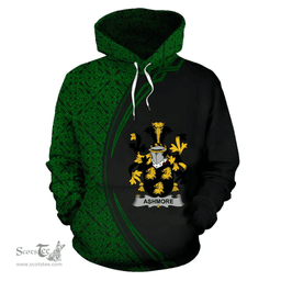 Irish Ashmore Coat of Arms Irish Family Crest Hoodie Black Green Circle Style Hoodie