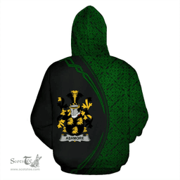 Irish Ashmore Coat of Arms Irish Family Crest Hoodie Black Green Circle Style Hoodie