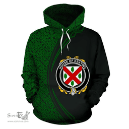 Irish House of KEATING Coat of Arms Irish Family Crest Hoodie Black Green Circle Style Hoodie