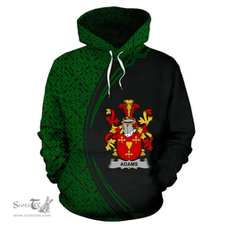 Irish Adams Coat of Arms Irish Family Crest Hoodie Black Green Circle Style Hoodie