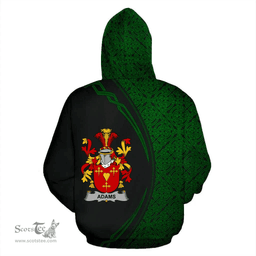 Irish Adams Coat of Arms Irish Family Crest Hoodie Black Green Circle Style Hoodie