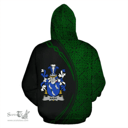 Irish Nash or Naish Coat of Arms Irish Family Crest Hoodie Black Green Circle Style Hoodie