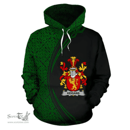 Irish Keigans or McKeehan Coat of Arms Irish Family Crest Hoodie Black Green Circle Style Hoodie