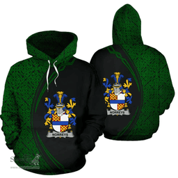 Irish Norreys Coat of Arms Irish Family Crest Hoodie Black Green Circle Style Hoodie