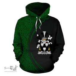 Irish Magee or McGee Coat of Arms Irish Family Crest Hoodie Black Green Circle Style Hoodie