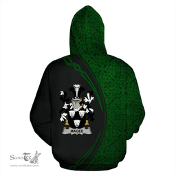 Irish Magee or McGee Coat of Arms Irish Family Crest Hoodie Black Green Circle Style Hoodie