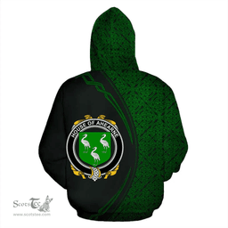 Irish House of AHEARNE (Aherne) Coat of Arms Irish Family Crest Hoodie Black Green Circle Style Hoodie