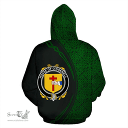 Irish House of O'DONNELL Coat of Arms Irish Family Crest Hoodie Black Green Circle Style Hoodie