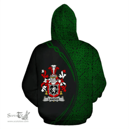 Irish Lawder or Lauder Coat of Arms Irish Family Crest Hoodie Black Green Circle Style Hoodie