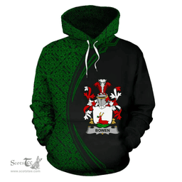 Irish Bowen Coat of Arms Irish Family Crest Hoodie Black Green Circle Style Hoodie