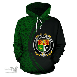 Irish House of O'SULLIVAN Coat of Arms Irish Family Crest Hoodie Black Green Circle Style Hoodie