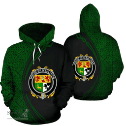 Irish House of O'SULLIVAN Coat of Arms Irish Family Crest Hoodie Black Green Circle Style Hoodie
