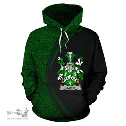 Irish Lloyd Coat of Arms Irish Family Crest Hoodie Black Green Circle Style Hoodie