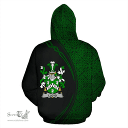 Irish Lloyd Coat of Arms Irish Family Crest Hoodie Black Green Circle Style Hoodie
