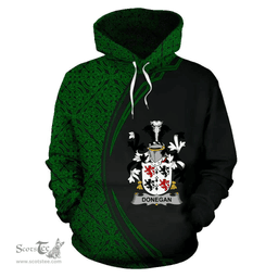 Irish Donegan or O'Donagan Coat of Arms Irish Family Crest Hoodie Black Green Circle Style Hoodie