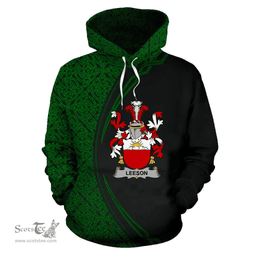 Irish Leeson Coat of Arms Irish Family Crest Hoodie Black Green Circle Style Hoodie