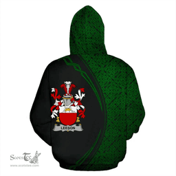 Irish Leeson Coat of Arms Irish Family Crest Hoodie Black Green Circle Style Hoodie