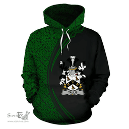 Irish Tallis Coat of Arms Irish Family Crest Hoodie Black Green Circle Style Hoodie