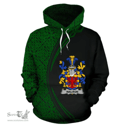 Irish Walron Coat of Arms Irish Family Crest Hoodie Black Green Circle Style Hoodie