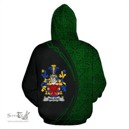 Irish Walron Coat of Arms Irish Family Crest Hoodie Black Green Circle Style Hoodie