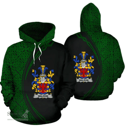 Irish Walron Coat of Arms Irish Family Crest Hoodie Black Green Circle Style Hoodie