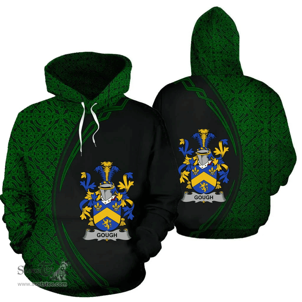 Irish Gough Coat of Arms Irish Family Crest Hoodie Black Green Circle Style Hoodie