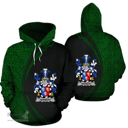 Irish Herbert Coat of Arms Irish Family Crest Hoodie Black Green Circle Style Hoodie