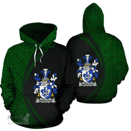 Irish Sherlock Coat of Arms Irish Family Crest Hoodie Black Green Circle Style Hoodie