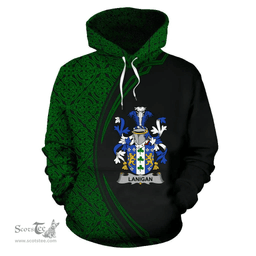 Irish Lanigan or O'Lenigan Coat of Arms Irish Family Crest Hoodie Black Green Circle Style Hoodie