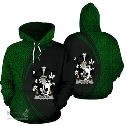 Irish Finglas Coat of Arms Irish Family Crest Hoodie Black Green Circle Style Hoodie