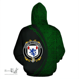 Irish House of O'BRENNAN (Connacht) Coat of Arms Irish Family Crest Hoodie Black Green Circle Style Hoodie