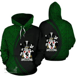 Irish Crean or O'Crean Coat of Arms Irish Family Crest Hoodie Black Green Circle Style Hoodie