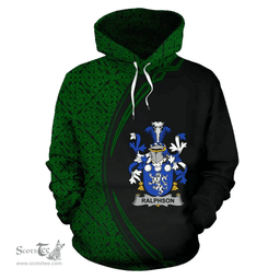 Irish Ralphson Coat of Arms Irish Family Crest Hoodie Black Green Circle Style Hoodie