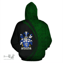 Irish Ralphson Coat of Arms Irish Family Crest Hoodie Black Green Circle Style Hoodie