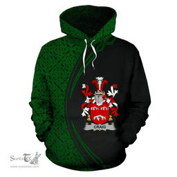 Irish Craig Coat of Arms Irish Family Crest Hoodie Black Green Circle Style Hoodie