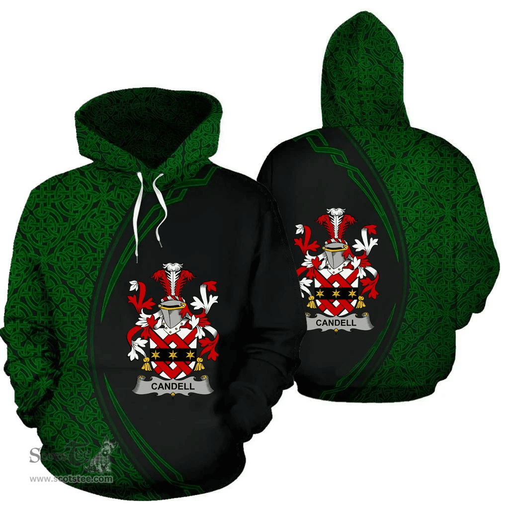 Irish Candell Coat of Arms Irish Family Crest Hoodie Black Green Circle Style Hoodie