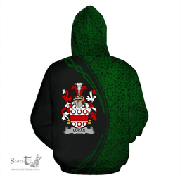 Irish Lucas or Luke Coat of Arms Irish Family Crest Hoodie Black Green Circle Style Hoodie