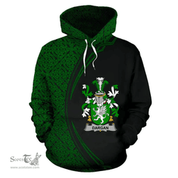 Irish Dargan or McDeargan Coat of Arms Irish Family Crest Hoodie Black Green Circle Style Hoodie